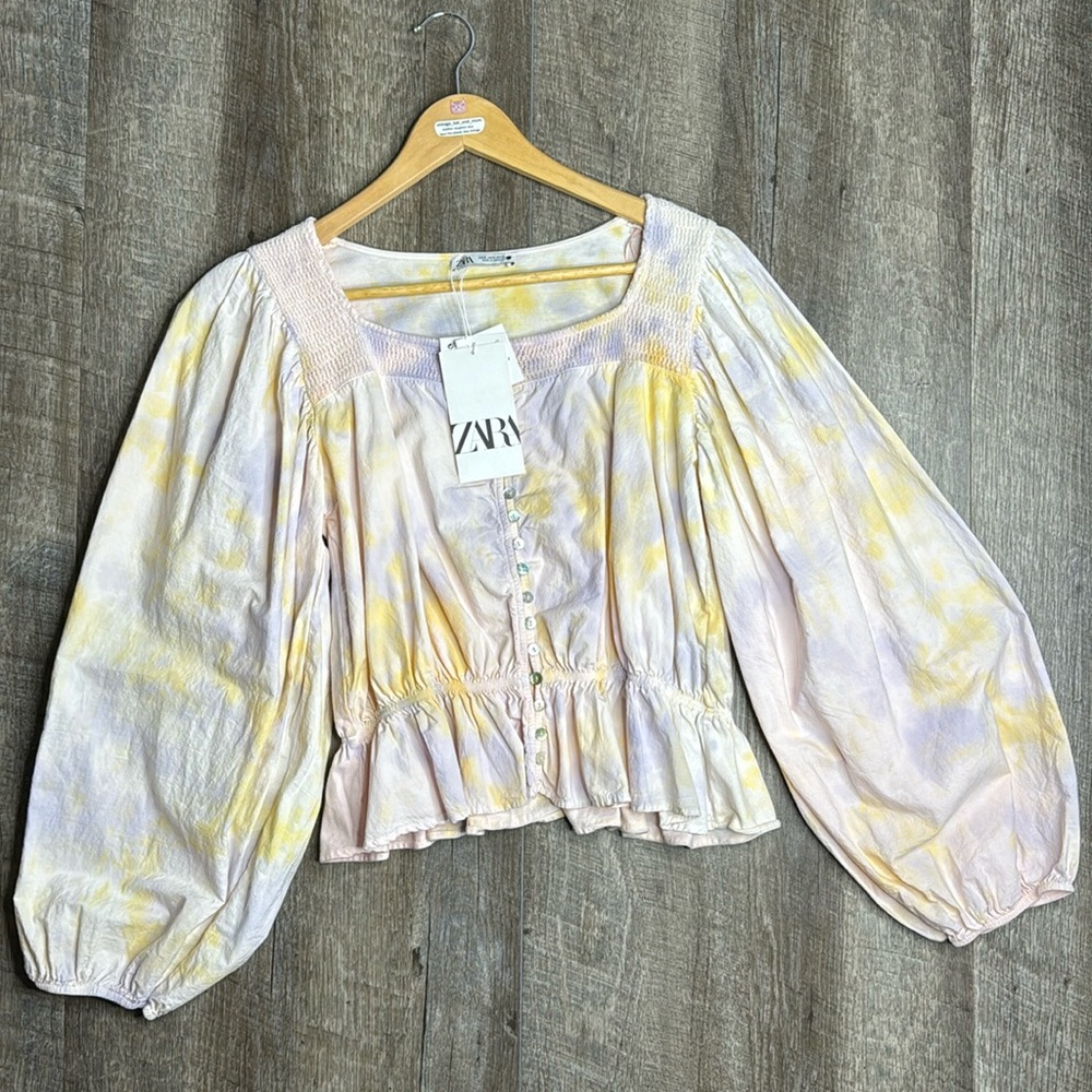Zara Watercolor Blouse NEW